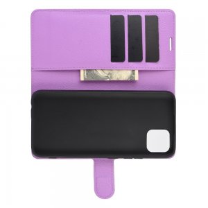 Чехол книжка для Realme C11 отделения для карт и подставка Фиолетовый
