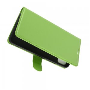 Чехол книжка для Realme C11 отделения для карт и подставка Зеленый