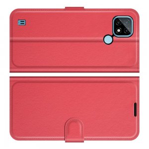 Чехол книжка для Realme C21 отделения для карт и подставка Красный