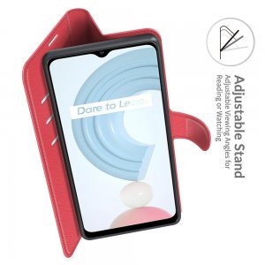 Чехол книжка для Realme C21 отделения для карт и подставка Красный