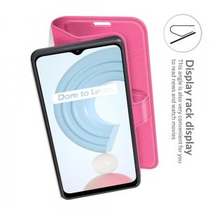 Чехол книжка для Realme C21 отделения для карт и подставка Розовый