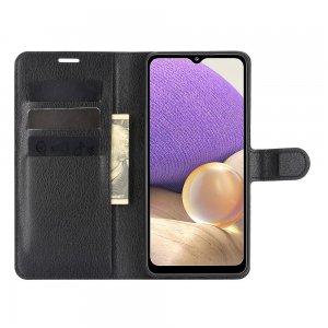 Чехол книжка для Samsung Galaxy A32 отделения для карт и подставка Черный