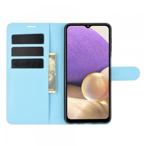 Чехол книжка для Samsung Galaxy A32 отделения для карт и подставка Синий