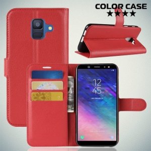 Чехол книжка для Samsung Galaxy A6 2018 SM-A600F - Красный