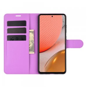 Чехол книжка для Samsung Galaxy A72 отделения для карт и подставка Фиолетовый
