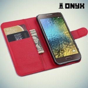 Чехол книжка для Samsung Galaxy E7 - Красный