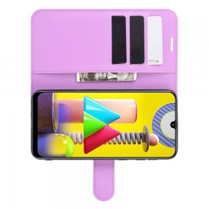 Чехол книжка для Samsung Galaxy M31 отделения для карт и подставка Фиолетовый