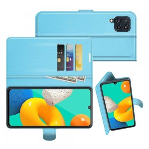 Чехол книжка для Samsung Galaxy M32 отделения для карт и подставка Синий