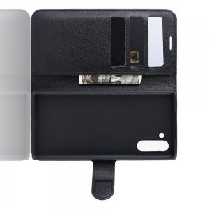 Чехол книжка для Samsung Galaxy Note 10 отделения для карт и подставка Черный