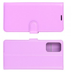 Чехол книжка для Samsung Galaxy Note 20 отделения для карт и подставка Фиолетовый