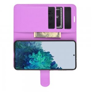 Чехол книжка для Samsung Galaxy S21 Plus / S21+ отделения для карт и подставка Фиолетовый