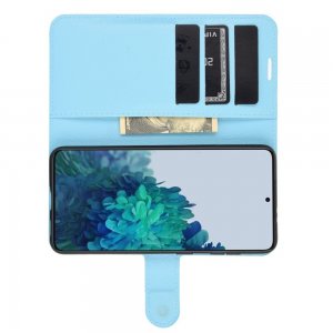 Чехол книжка для Samsung Galaxy S21 Plus / S21+ отделения для карт и подставка Синий