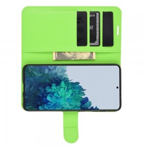 Чехол книжка для Samsung Galaxy S21 Plus / S21+ отделения для карт и подставка Зеленый