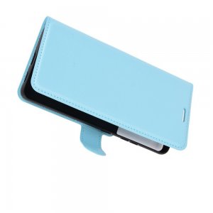 Чехол книжка для Samsung Galaxy S21 Ultra отделения для карт и подставка Синий