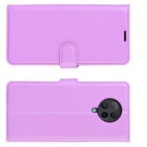 Чехол книжка для Xiaomi Poco F2 Pro отделения для карт и подставка Фиолетовый