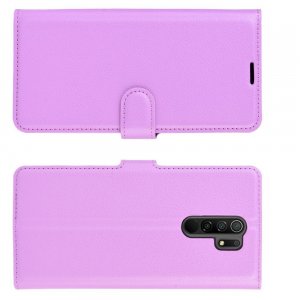 Чехол книжка для Xiaomi Redmi 9 отделения для карт и подставка Фиолетовый