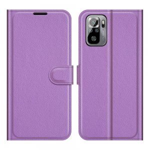 Чехол книжка для Xiaomi Redmi Note 10 отделения для карт и подставка Фиолетовый