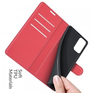 Чехол книжка для Xiaomi Redmi Note 10T / POCO M3 PRO отделения для карт и подставка Красный