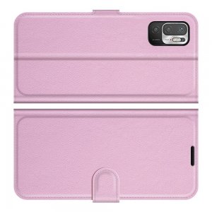 Чехол книжка для Xiaomi Redmi Note 10T / POCO M3 PRO отделения для карт и подставка Светло Розовый