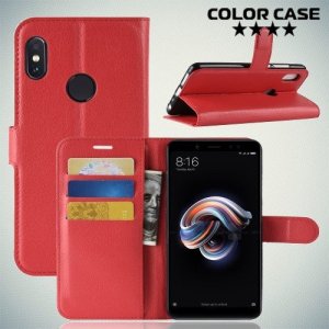 Чехол книжка для Xiaomi Redmi Note 5 / 5 Pro - Красный