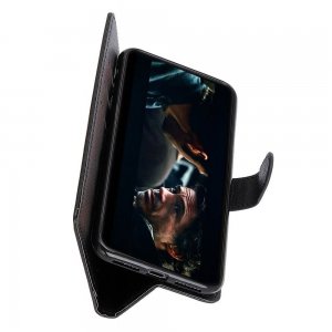 Чехол книжка кошелек с отделениями для карт и подставкой для Huawei Honor View 30 - Черный
