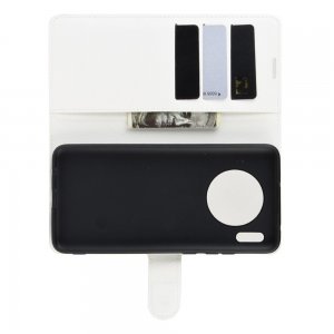 Чехол книжка кошелек с отделениями для карт и подставкой для Huawei Mate 30 - Белый