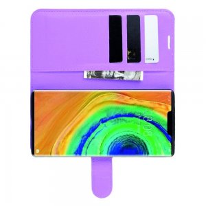 Чехол книжка кошелек с отделениями для карт и подставкой для Huawei Mate 30 Pro - Фиолетовый