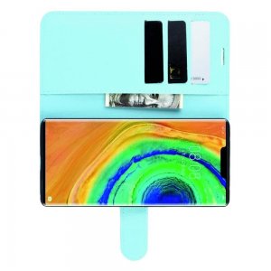 Чехол книжка кошелек с отделениями для карт и подставкой для Huawei Mate 30 Pro - Синий