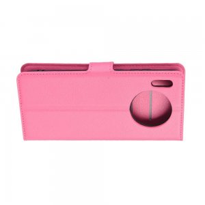 Чехол книжка кошелек с отделениями для карт и подставкой для Huawei Mate 30 - Светло-Розовый