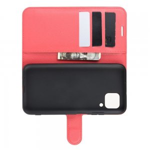 Чехол книжка кошелек с отделениями для карт и подставкой для Huawei P40 Lite - Красный