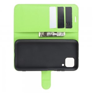 Чехол книжка кошелек с отделениями для карт и подставкой для Huawei P40 Lite - Зеленый