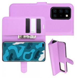 Чехол книжка кошелек с отделениями для карт и подставкой для Huawei P40 Pro - Фиолетовый