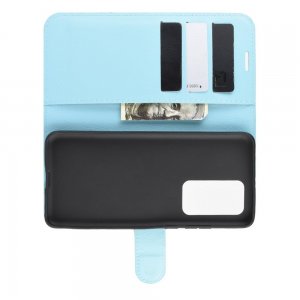 Чехол книжка кошелек с отделениями для карт и подставкой для Huawei P40 Pro - Голубой