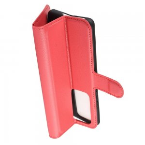 Чехол книжка кошелек с отделениями для карт и подставкой для Huawei P40 Pro - Красный