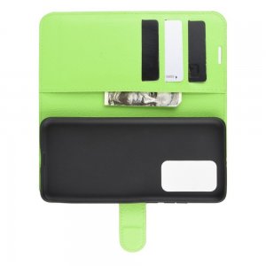 Чехол книжка кошелек с отделениями для карт и подставкой для Huawei P40 Pro - Зеленый