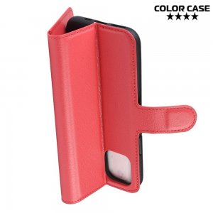 Чехол книжка кошелек с отделениями для карт и подставкой для iPhone 11 Pro - Красный