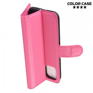 Чехол книжка кошелек с отделениями для карт и подставкой для iPhone 11 Pro - Розовый