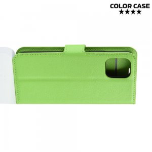 Чехол книжка кошелек с отделениями для карт и подставкой для iPhone 11 Pro - Зеленый