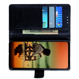 Чехол книжка кошелек с отделениями для карт и подставкой для LG G8X ThinQ - Черный