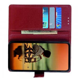 Чехол книжка кошелек с отделениями для карт и подставкой для LG G8X ThinQ - Коричневый