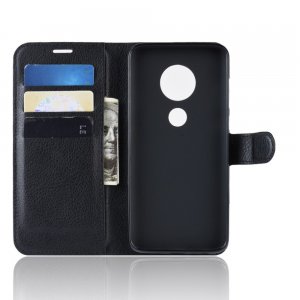 Чехол книжка кошелек с отделениями для карт и подставкой для Motorola Moto G7 - Черный