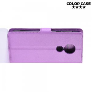 Чехол книжка кошелек с отделениями для карт и подставкой для Motorola Moto G7 Power - Фиолетовый
