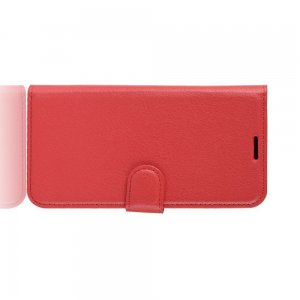 Чехол книжка кошелек с отделениями для карт и подставкой для Motorola Moto G8 Plus - Красный