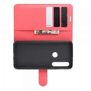 Чехол книжка кошелек с отделениями для карт и подставкой для Motorola Moto G8 Plus - Красный
