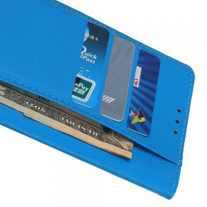 Чехол книжка кошелек с отделениями для карт и подставкой для Motorola Moto G8 Plus - Синий