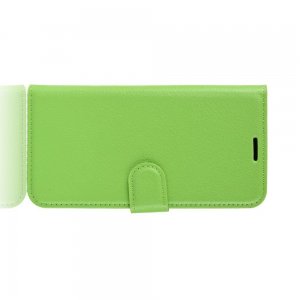 Чехол книжка кошелек с отделениями для карт и подставкой для Motorola Moto G8 Plus - Зеленый