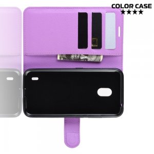 Чехол книжка кошелек с отделениями для карт и подставкой для Nokia 2.2 - Фиолетовый