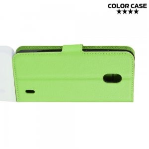 Чехол книжка кошелек с отделениями для карт и подставкой для Nokia 2.2 - Зеленый