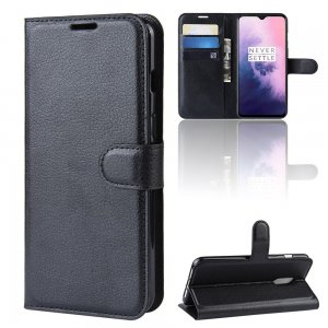 Чехол книжка кошелек с отделениями для карт и подставкой для OnePlus 7 - Черный