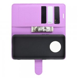 Чехол книжка кошелек с отделениями для карт и подставкой для OnePlus 7T - Фиолетовый